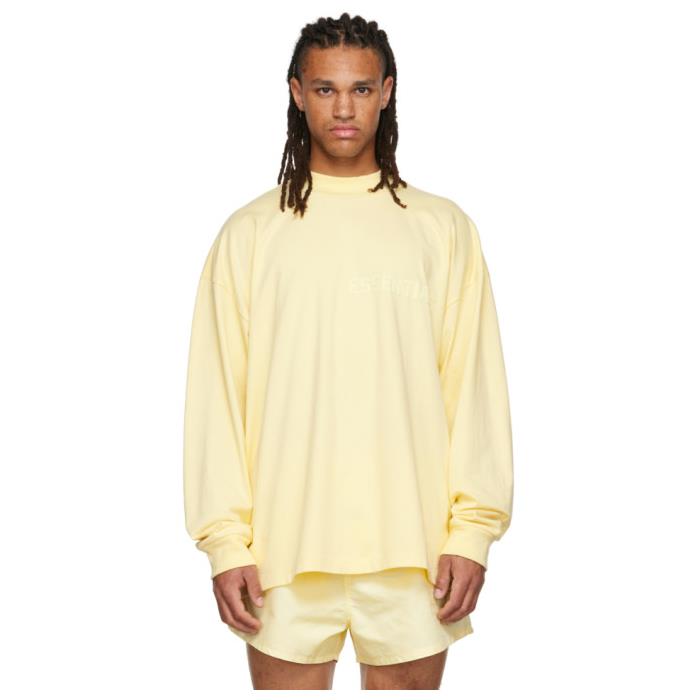 피어오브갓 에센셜 피어 오브 갓 옐로우 Flocked 긴소매 티셔츠 카나리 남성울랄라 편집샵