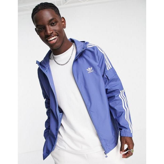 Adidas Originals 아디다스 오리지널 아디컬러 3 스트라이프 윈드브레이커 재킷 in 블루울랄라 편집샵